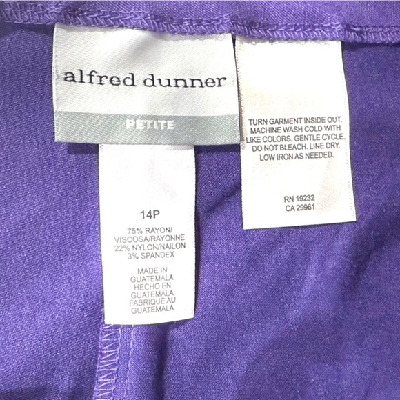 Alfred Dunner Allure Slimming Pants Petite 14P – Purple Stretch Pull-On - Picture 7 of 13